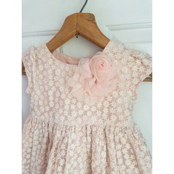 Pippa and Julie Size 4 Girls Flower Girl Pink Lacey Princess Dress - Picture 3 of 9